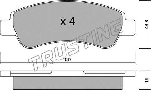 Trusting 726.0 - Тормозные колодки, дисковые, комплект parts5.com