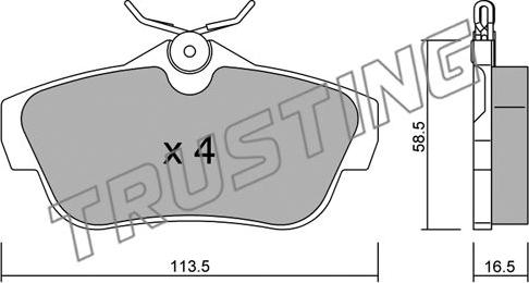 Trusting 728.0 - Тормозные колодки, дисковые, комплект parts5.com