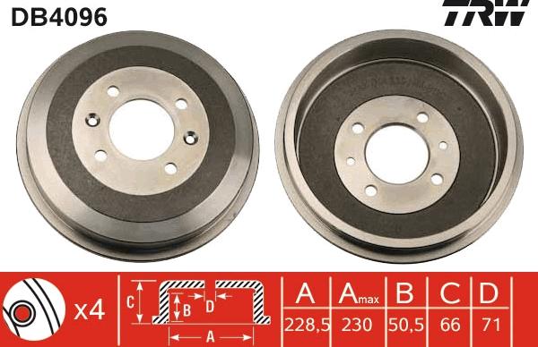 TRW DB4096 - Тормозной барабан parts5.com