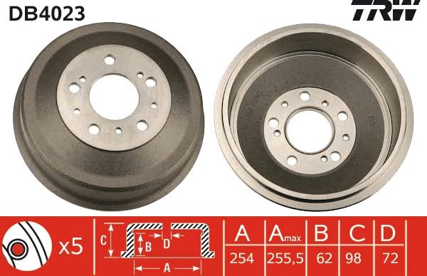 TRW DB4023 - Тормозной барабан parts5.com