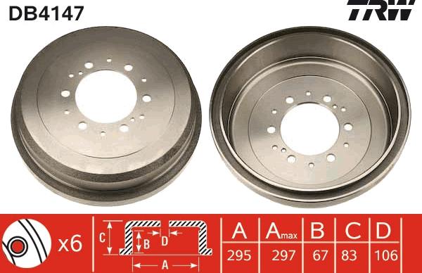 TRW DB4147 - Тормозной барабан parts5.com