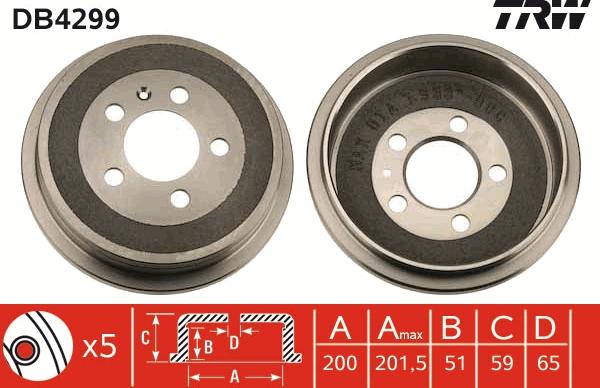 TRW DB4299 - Тормозной барабан parts5.com