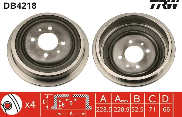 TRW DB4218 - Тормозной барабан parts5.com