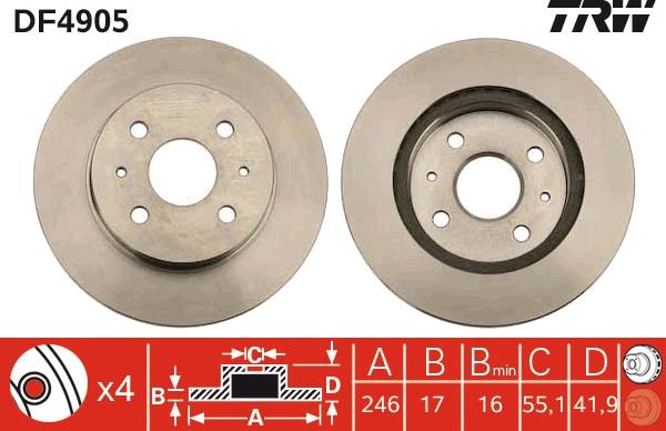 TRW DF4905 - Тормозной диск parts5.com