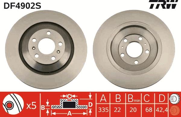 TRW DF4902S - Тормозной диск parts5.com