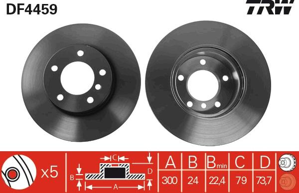 TRW DF4459 - Тормозной диск parts5.com