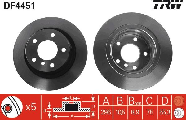 TRW DF4451 - Тормозной диск parts5.com