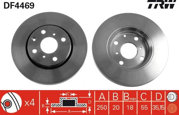 TRW DF4469 - Тормозной диск parts5.com