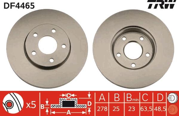 TRW DF4465 - Тормозной диск parts5.com