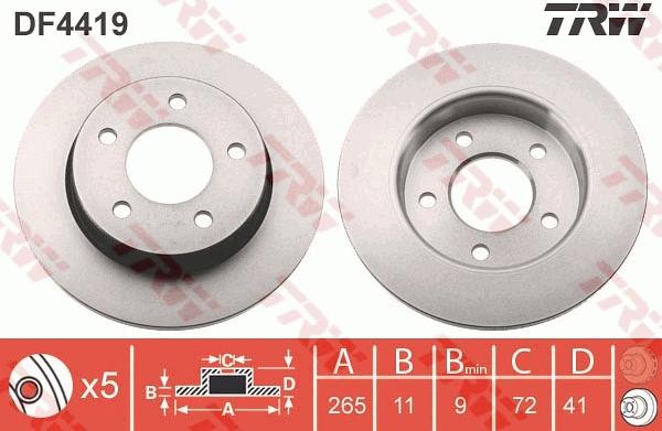 TRW DF4419 - Тормозной диск parts5.com