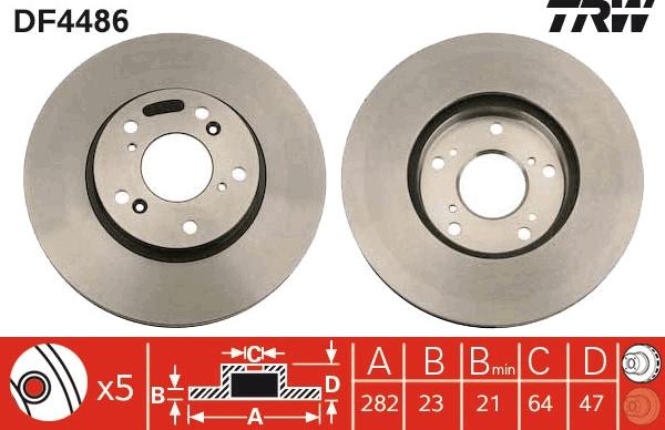 TRW DF4486 - Тормозной диск parts5.com