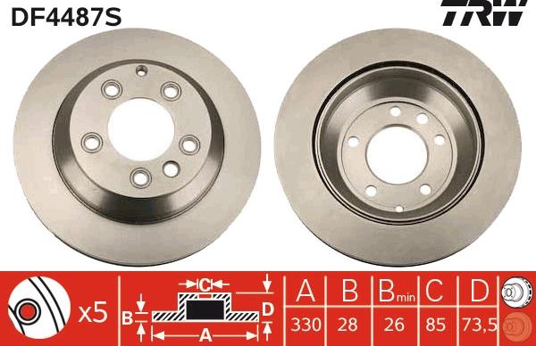 TRW DF4487S - Тормозной диск parts5.com