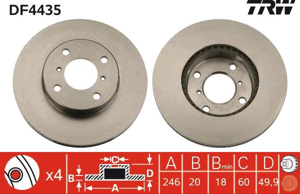 TRW DF4435 - Тормозной диск parts5.com