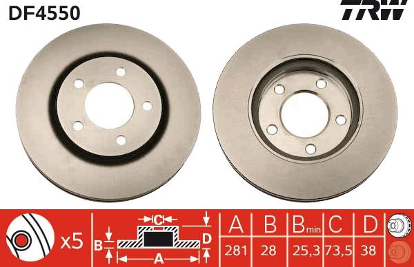 TRW DF4550 - Тормозной диск parts5.com