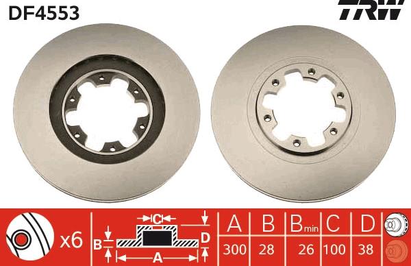 TRW DF4553 - Тормозной диск parts5.com