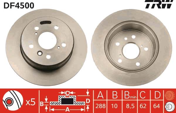 TRW DF4500 - Тормозной диск parts5.com