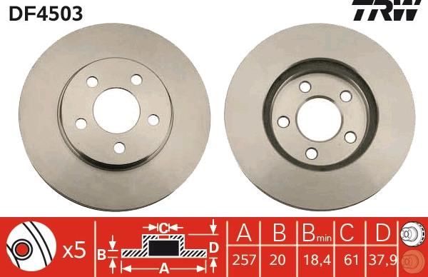 TRW DF4503 - Тормозной диск parts5.com