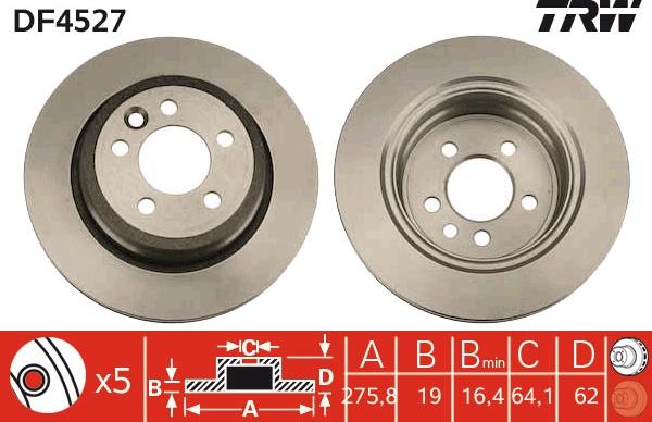 TRW DF4527 - Тормозной диск parts5.com