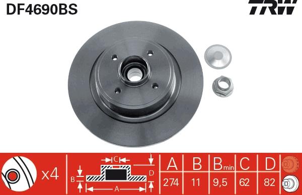 TRW DF4690BS - Тормозной диск parts5.com