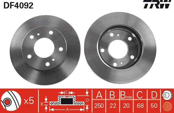 TRW DF4092 - Тормозной диск parts5.com