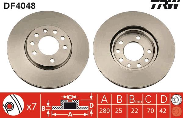 TRW DF4048 - Тормозной диск parts5.com