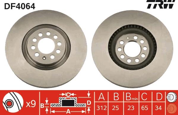 TRW DF4064 - Тормозной диск parts5.com