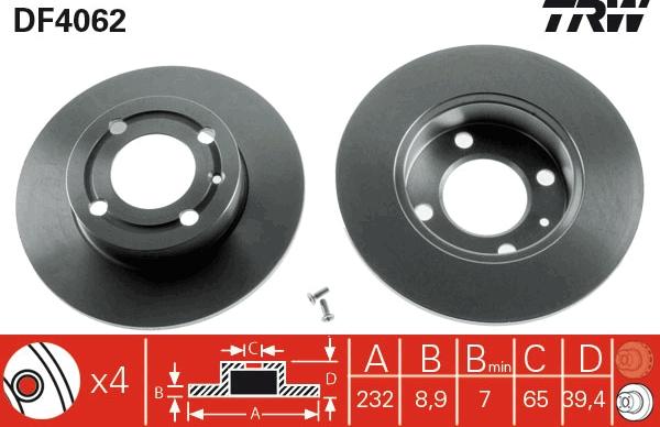 TRW DF4062 - Тормозной диск parts5.com