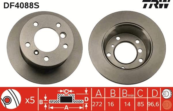 TRW DF4088S - Тормозной диск parts5.com