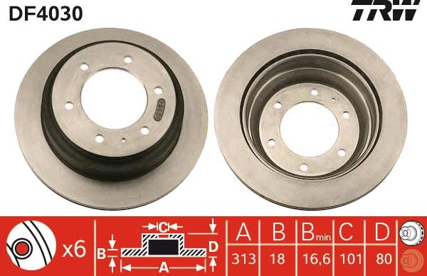 TRW DF4030 - Тормозной диск parts5.com