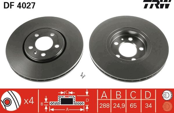 TRW DF4027 - Тормозной диск parts5.com