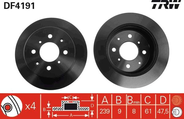 TRW DF4191 - Тормозной диск parts5.com