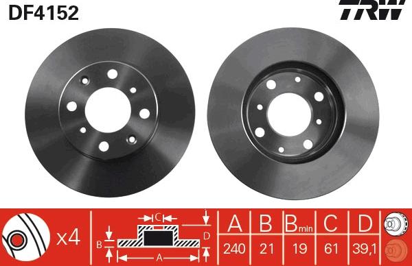 TRW DF4152 - Тормозной диск parts5.com