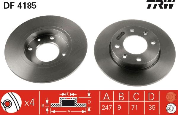 TRW DF4185 - Тормозной диск parts5.com