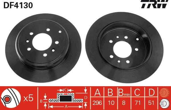 TRW DF4130 - Тормозной диск parts5.com