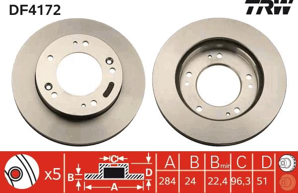 TRW DF4172 - Тормозной диск parts5.com