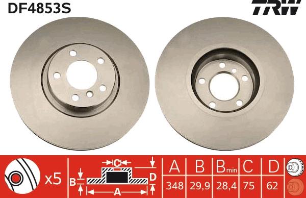 TRW DF4853S - Тормозной диск parts5.com