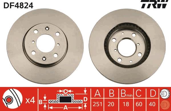 TRW DF4824 - Тормозной диск parts5.com