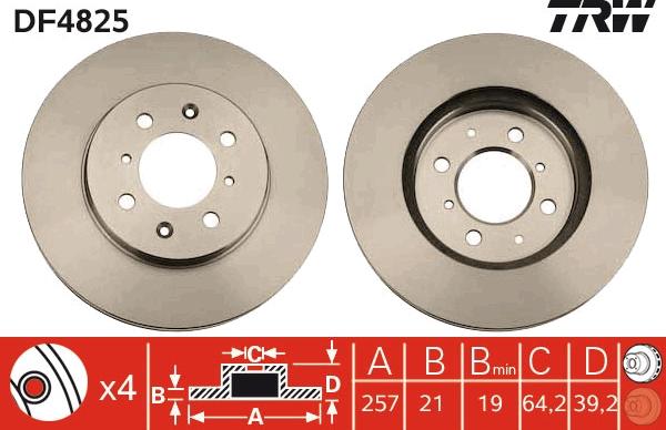 TRW DF4825 - Тормозной диск parts5.com