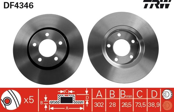 TRW DF4346 - Тормозной диск parts5.com