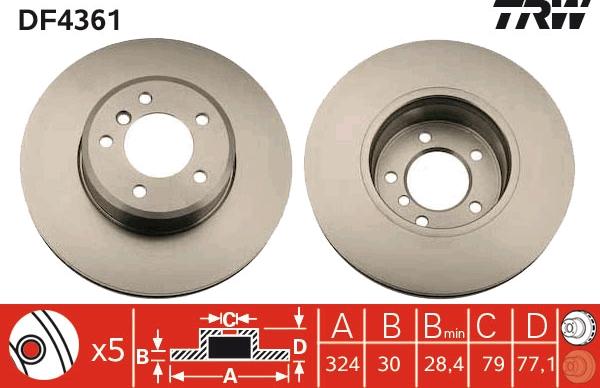 TRW DF4361 - Disco de freno parts5.com