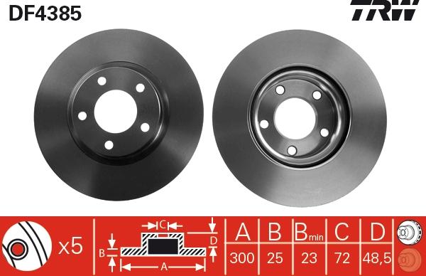 TRW DF4385 - Тормозной диск parts5.com