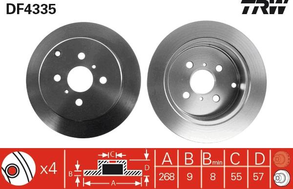 TRW DF4335 - Тормозной диск parts5.com