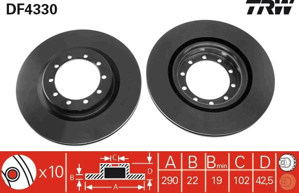 TRW DF4330 - Тормозной диск parts5.com