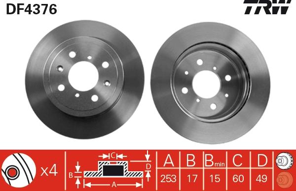 TRW DF4376 - Тормозной диск parts5.com