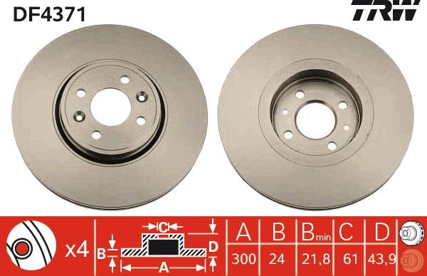 TRW DF4371 - Disco de freno parts5.com