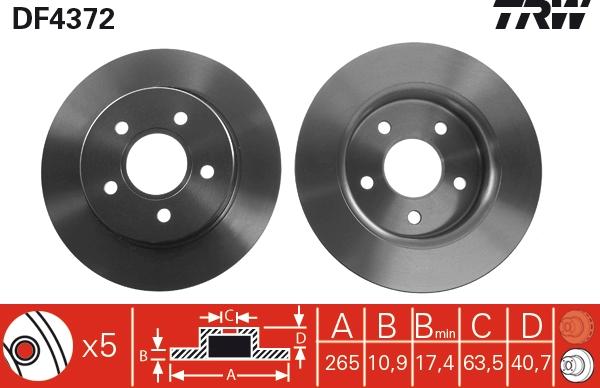 TRW DF4372 - Тормозной диск parts5.com