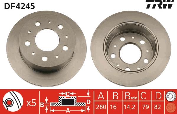 TRW DF4245 - Тормозной диск parts5.com