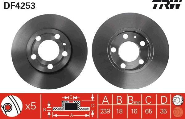 TRW DF4253 - Тормозной диск parts5.com