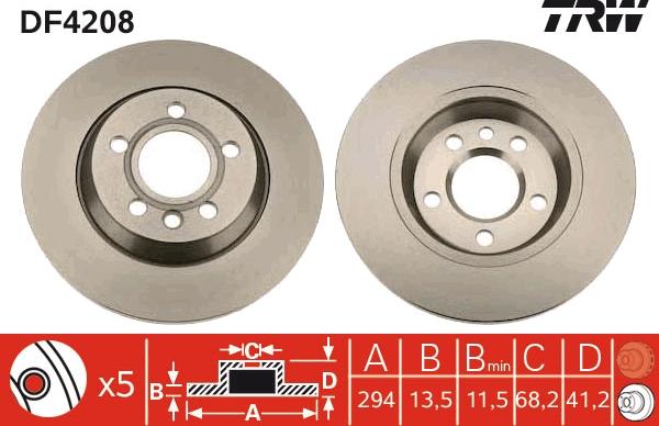 TRW DF4208 - Тормозной диск parts5.com