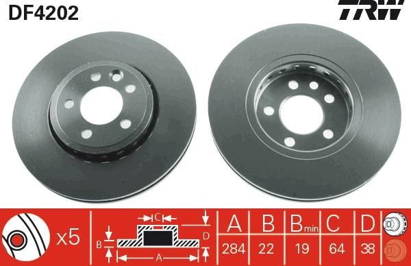 TRW DF4202 - Тормозной диск parts5.com